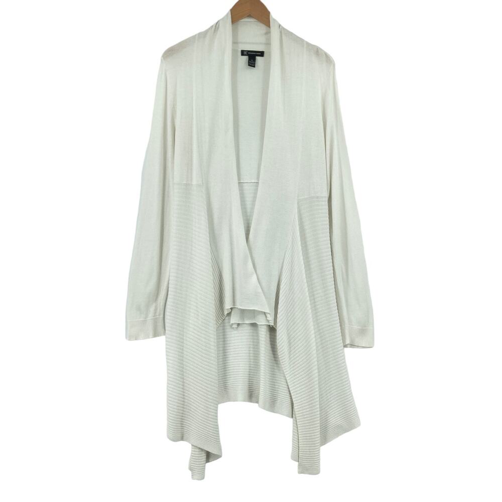 INC International Concepts Cardigan Sweater Womens XL White Cotton Open Front